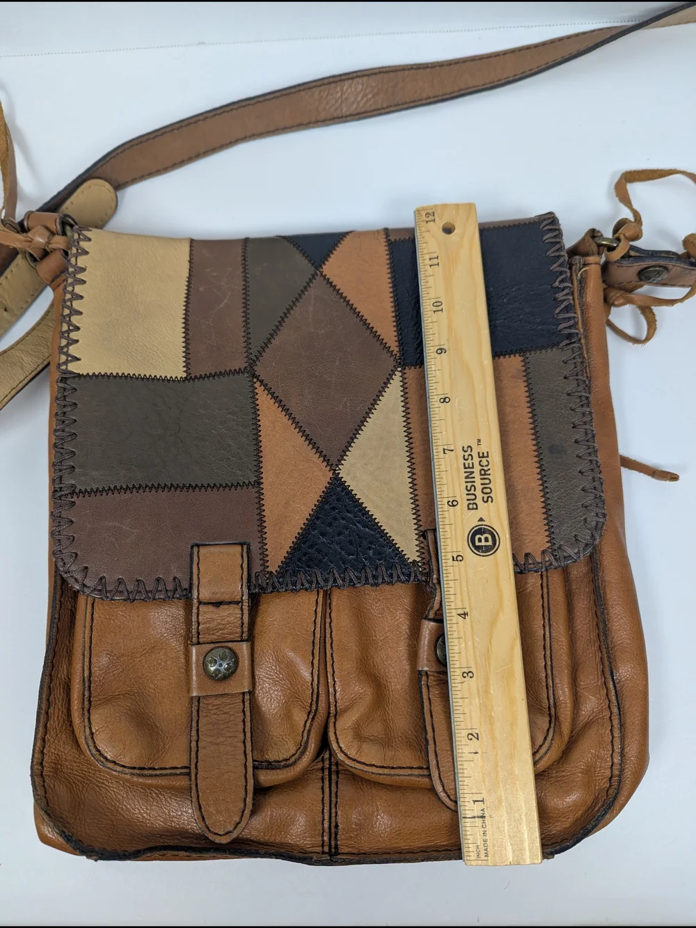 Patricia Nash Patchwork Armeno Genuine Leather Messenger Bag Crossbody Purse